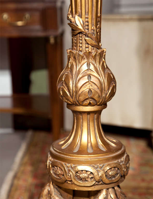 French Antique Giltwood Floor Lamp In Good Condition In Stamford, CT