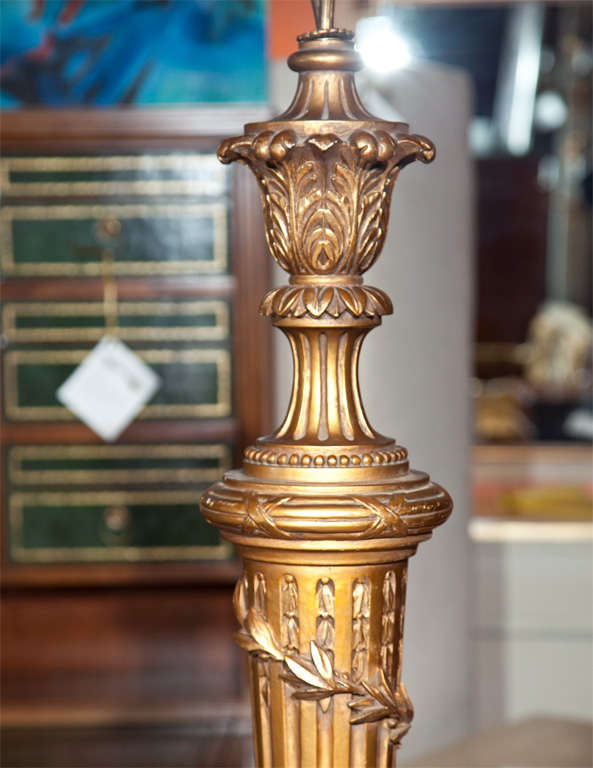 Early 20th Century French Antique Giltwood Floor Lamp