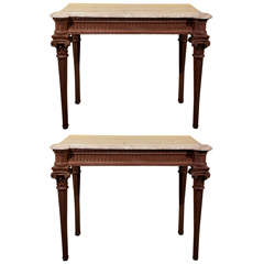 Pair French Marble Top Consoles
