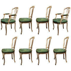 Vintage Set of 8 French Louis XV Style Dining Chairs by Jansen