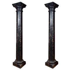 Pair of Monumental Faux Marble Cement Columns 9