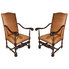 Pair Flemish Style Armchairs