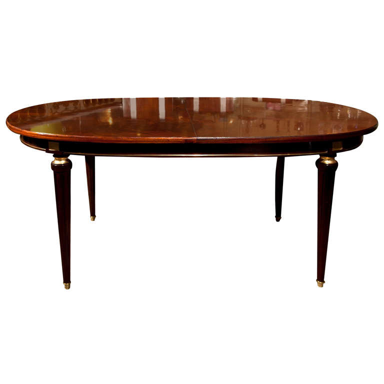 French Louis XIV Style Mahogany Oval Dining Table by Jansen