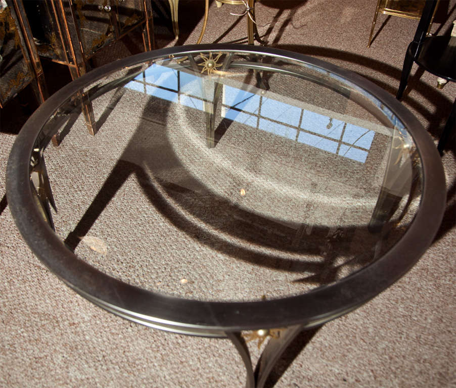 Late 20th Century Vintage French Steel Coffee Table Attributed to Maison Jansen