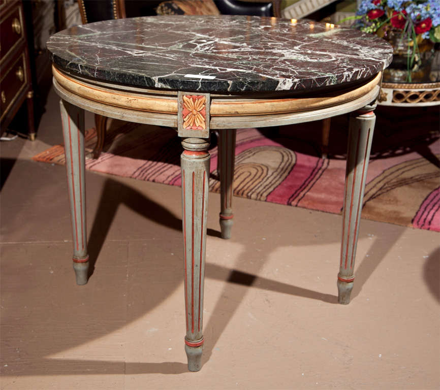 Marble Top Painted Center Table by Jansen