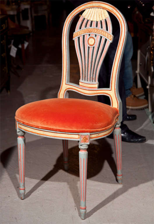 Jansen Style Set of 4 Polychromed Side Chairs