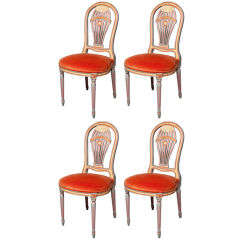 Jansen Style Set of 4 Polychromed Side Chairs