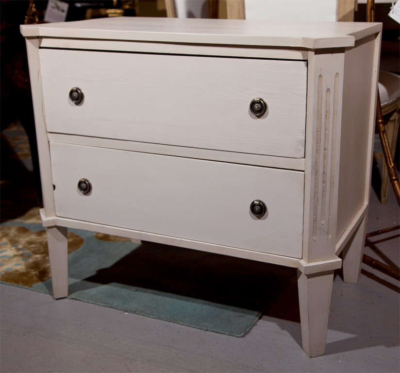 Pair  White  Painted Bedside Chests