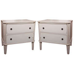 Pair  White  Painted Bedside Chests