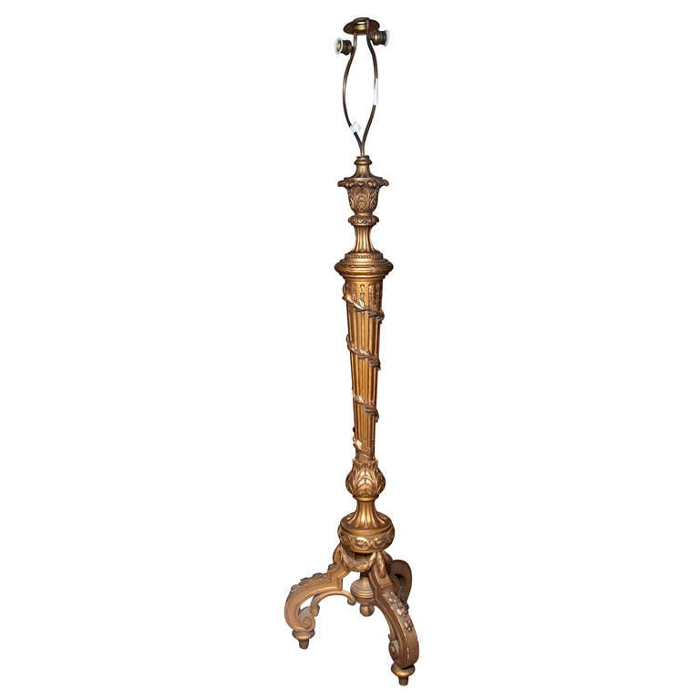 French Antique Giltwood Floor Lamp at 1stDibs