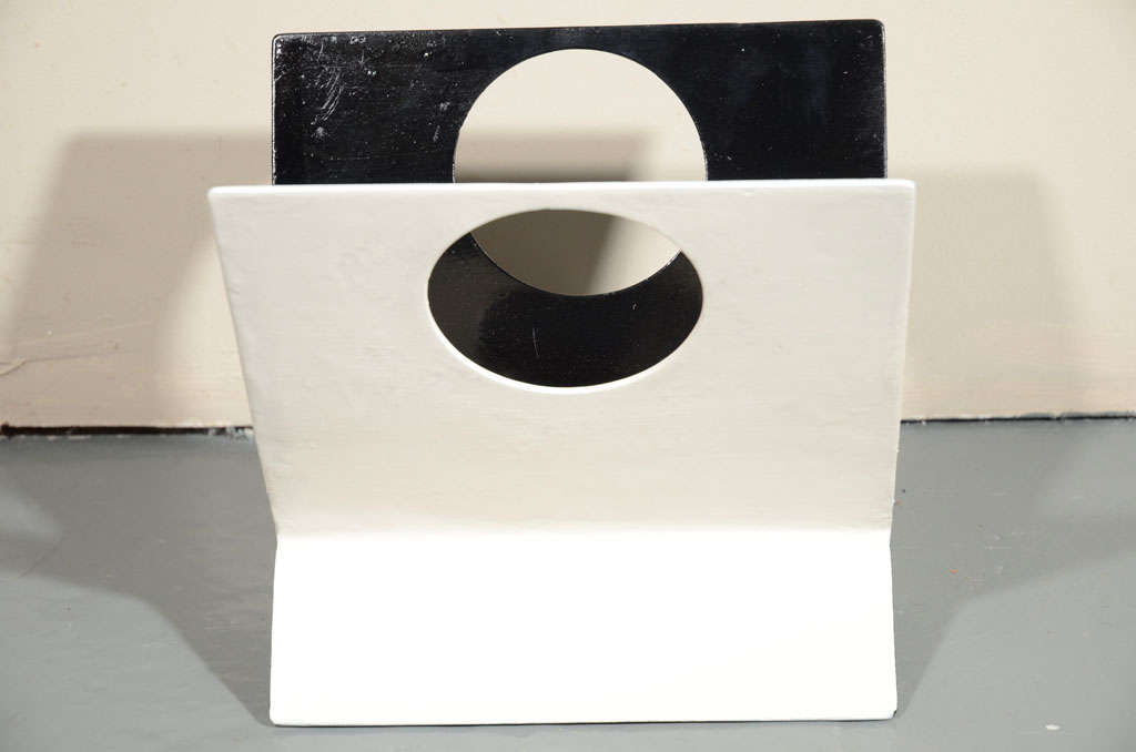 1940s French Black and White X Shaped Magazine Holder at 1stdibs