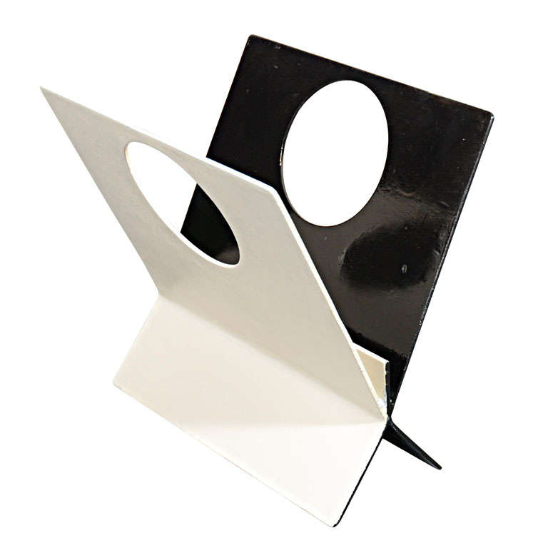 1940s French Black and White X Shaped Magazine Holder at 1stdibs