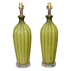A Pair Of Murano Glass Lamps