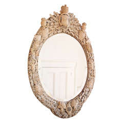 Antique Dieppe Bone Mirror with Manners Family Crest