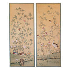 Pair of de Gournay Hand-Painted Wallpaper Panels