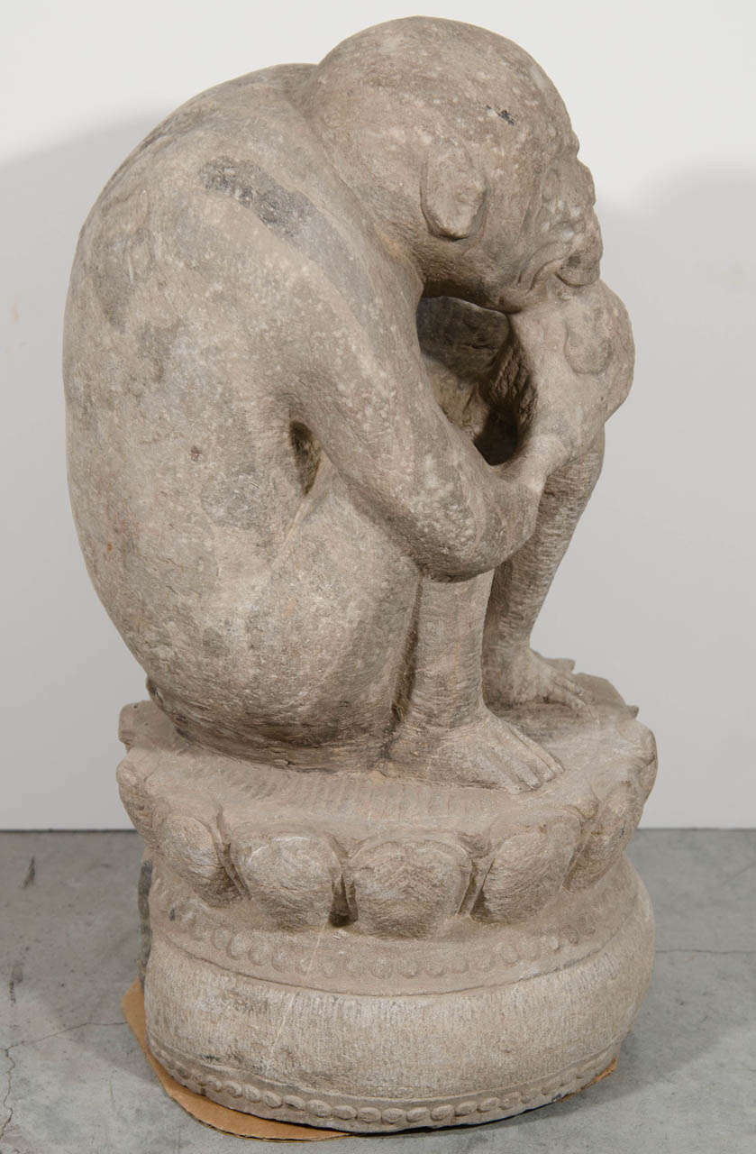 Antique Stone Monkey In Good Condition In New York, NY