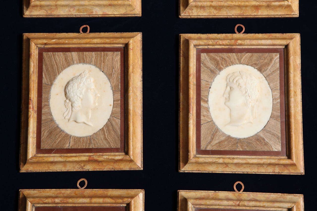 Set of Eight 19th Century Italian Grand Tour Marble Plaque Reliefs of Emperors In Excellent Condition In New York, NY