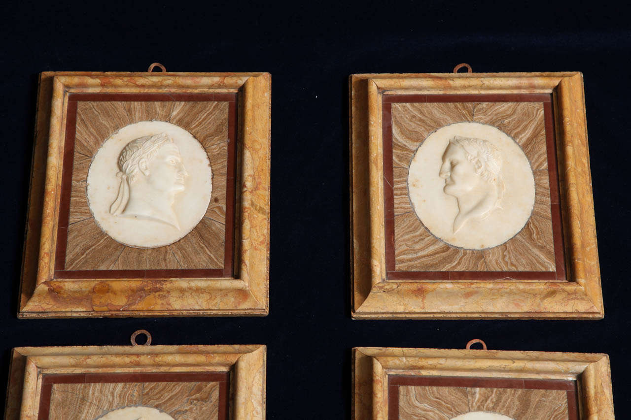 Set of Eight 19th Century Italian Grand Tour Marble Plaque Reliefs of Emperors 2