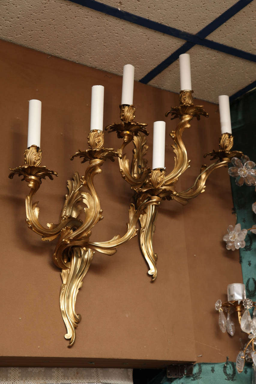 A Very Fine Quality Set of Four French Louis XV Style Wall Sconces 5