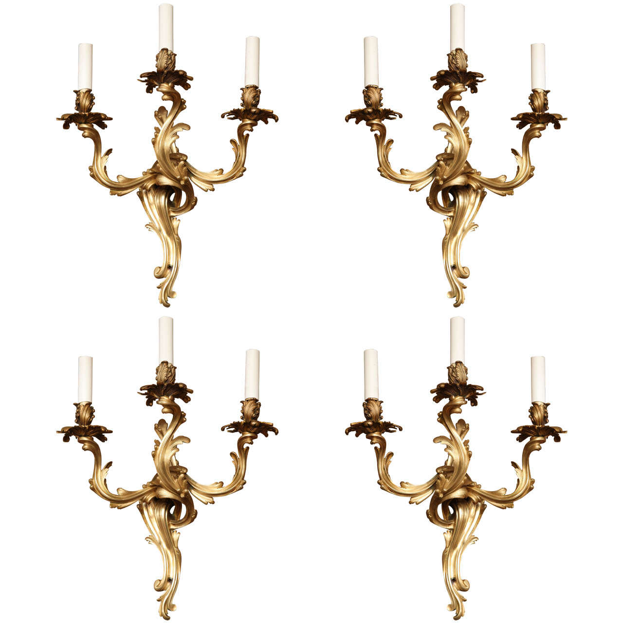 A Very Fine Quality Set of Four French Louis XV Style Wall Sconces