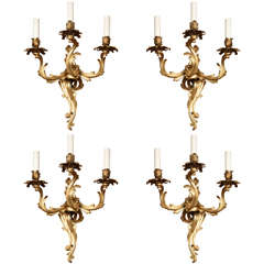 A Very Fine Quality Set of Four French Louis XV Style Wall Sconces