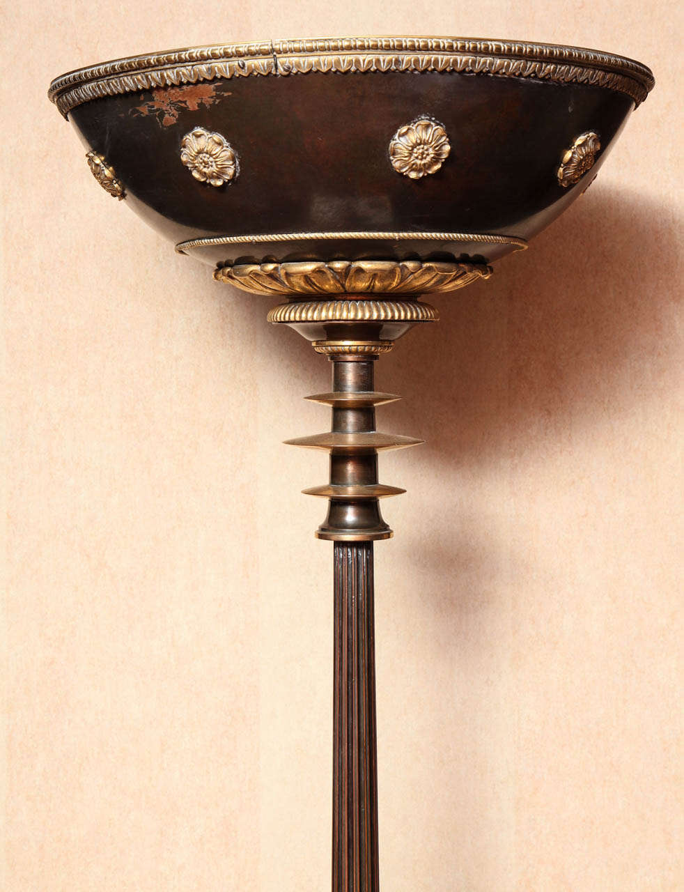 A Pair of the Finest Quality Empire Style Two-Toned Bronze Torchieres In Good Condition In New York, NY