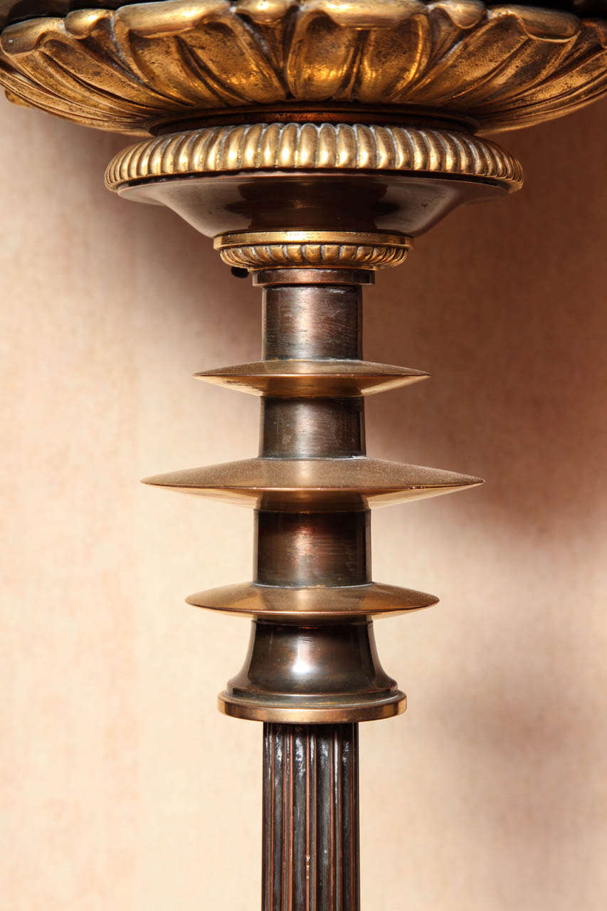 20th Century A Pair of the Finest Quality Empire Style Two-Toned Bronze Torchieres