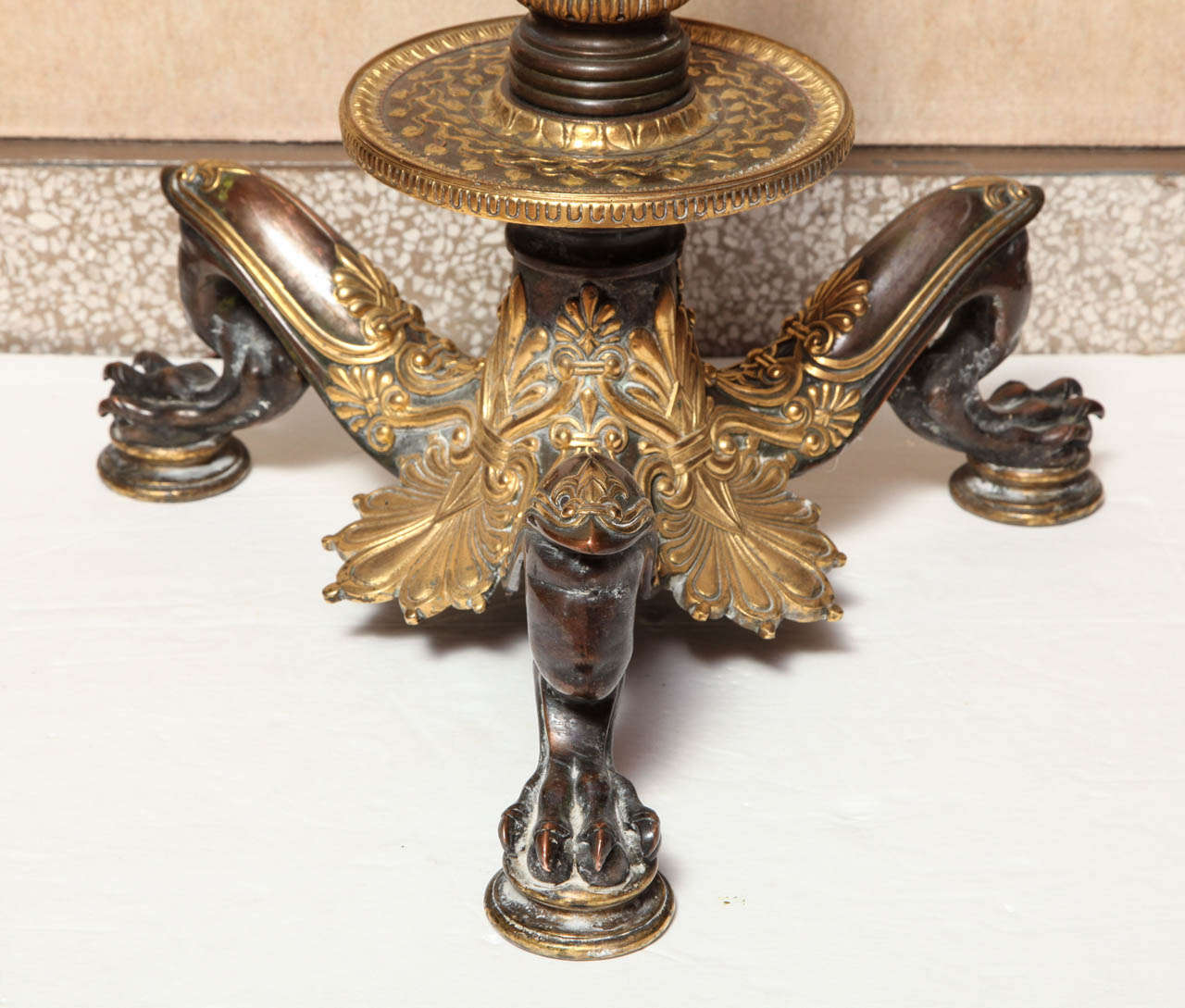 A Pair of the Finest Quality Empire Style Two-Toned Bronze Torchieres 2