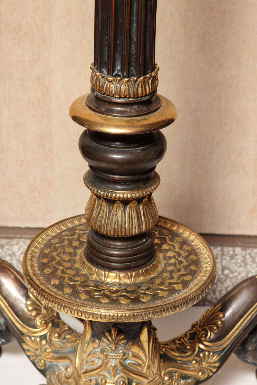A Pair of the Finest Quality Empire Style Two-Toned Bronze Torchieres 3