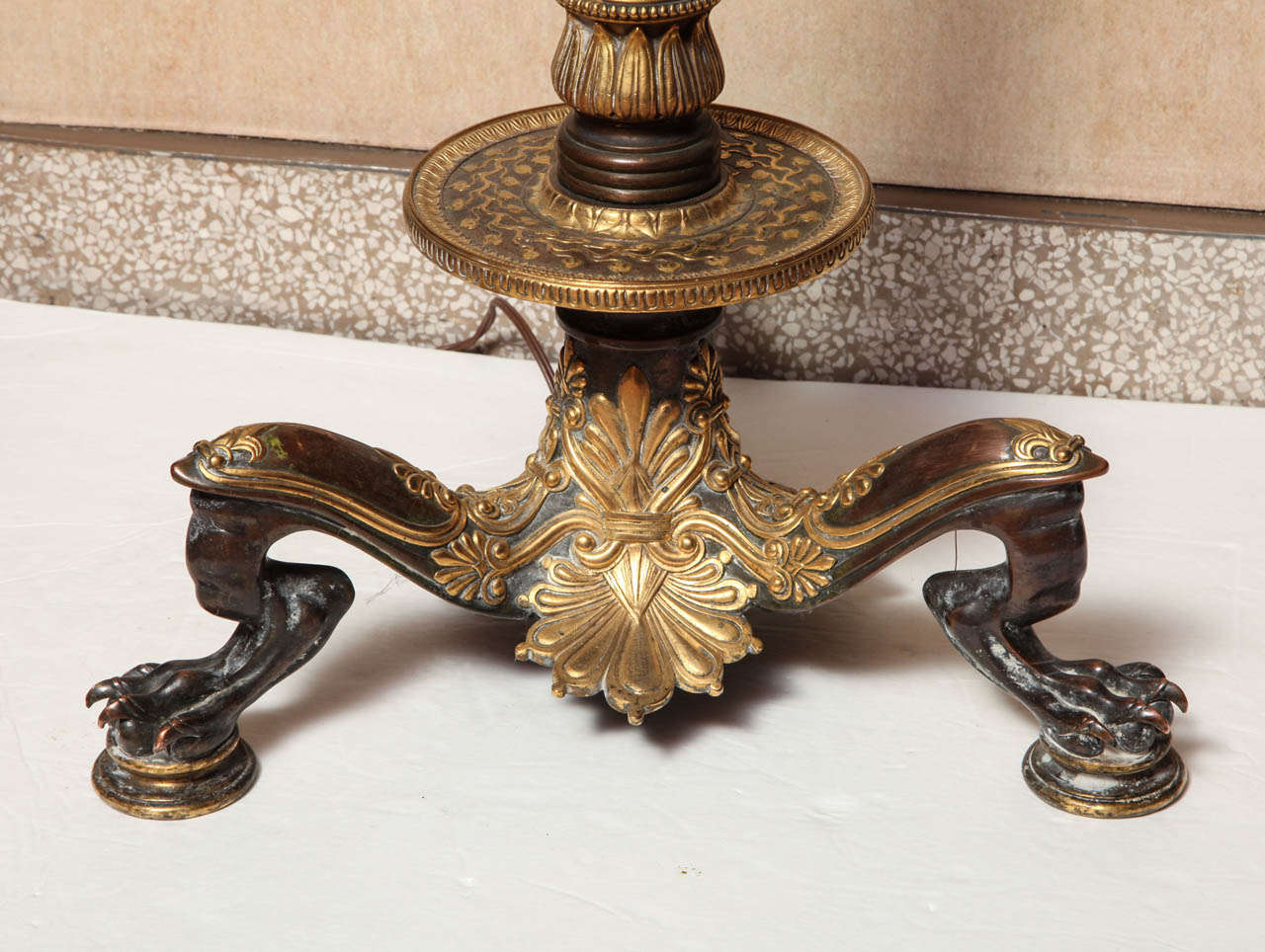 A Pair of the Finest Quality Empire Style Two-Toned Bronze Torchieres 4