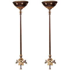 A Pair of the Finest Quality Empire Style Two-Toned Bronze Torchieres