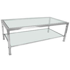 1960's' Chrome & Glass Two-Tier Coffee Table