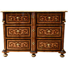 18th Century Commode in Marquetry and Veneer Ebony Wood