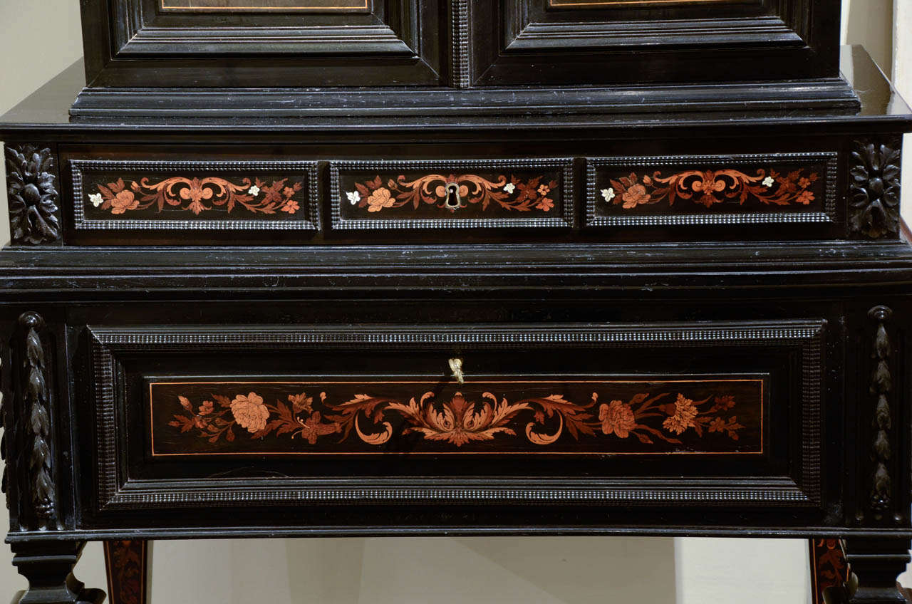 Ivory 19th Century Italian Marquetry Cabinet