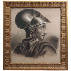 French Academy Drawing of Soldier in Gilt Frame 7