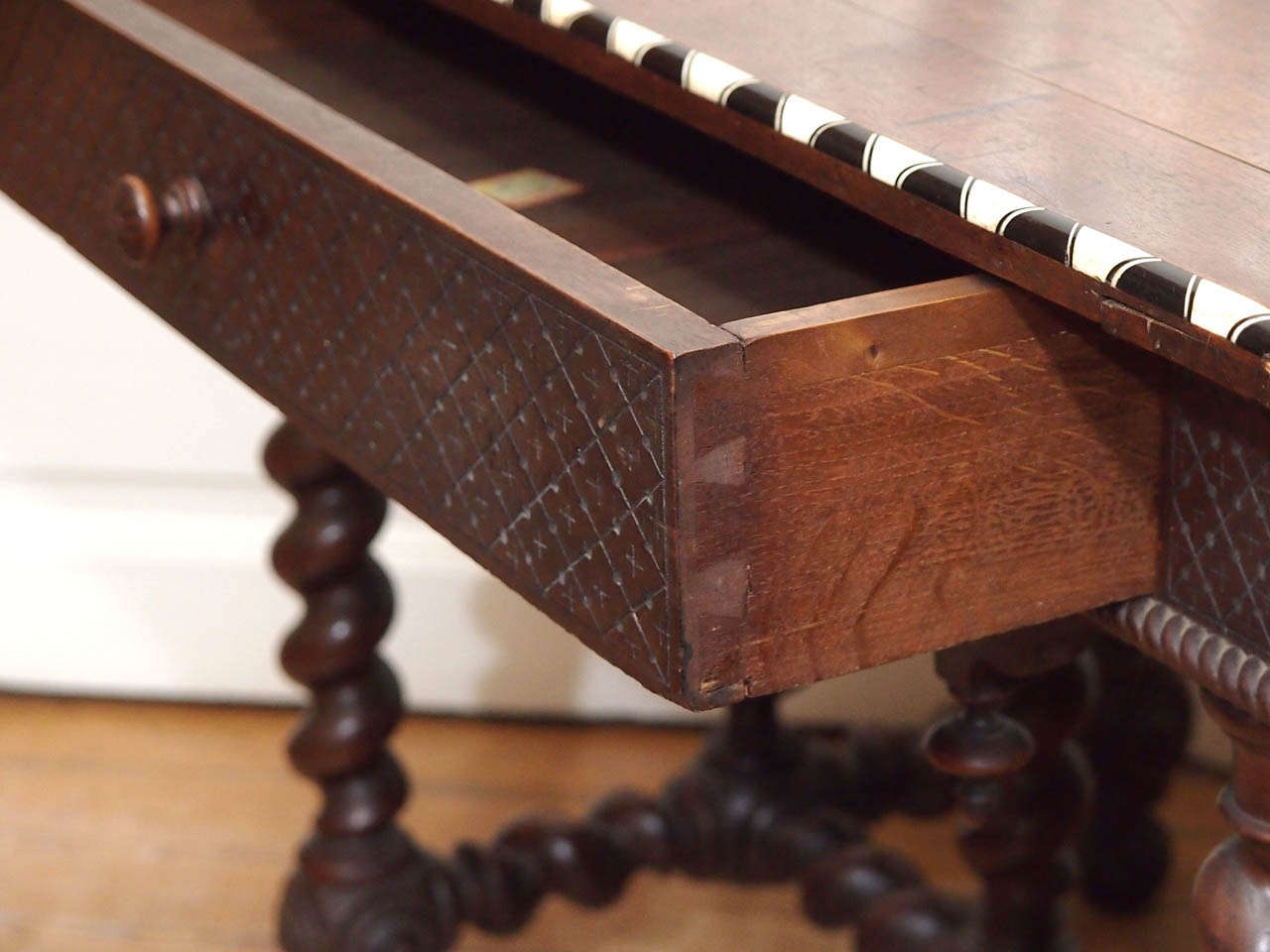 Italian Walnut Table with Bone and Ebony Inlay 3