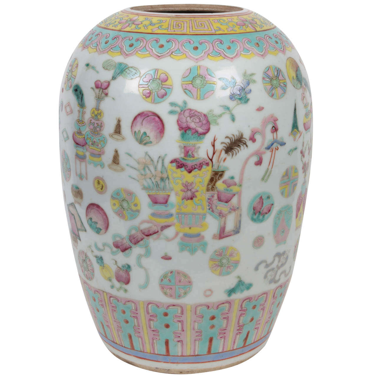Vase à jarre de la famille rose chinoise
