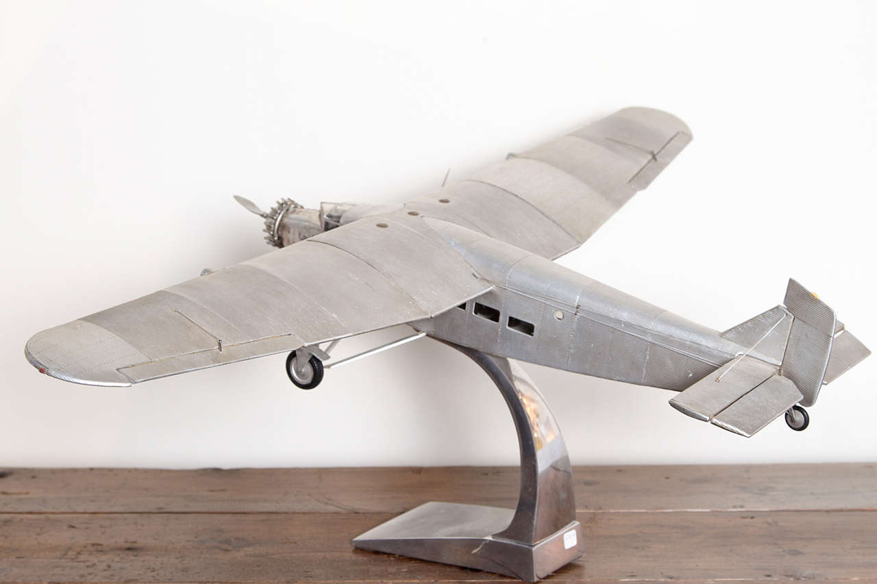Aluminum C.1920's Fokker F.VII Aeronautical Model from Paris