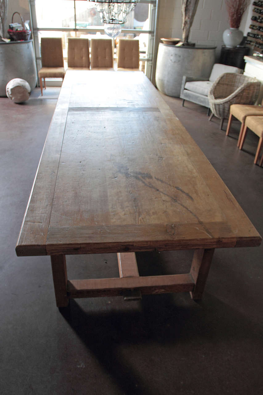 20th Large Pine Wood Replica of Farm Table Made From Reclaimed Elements