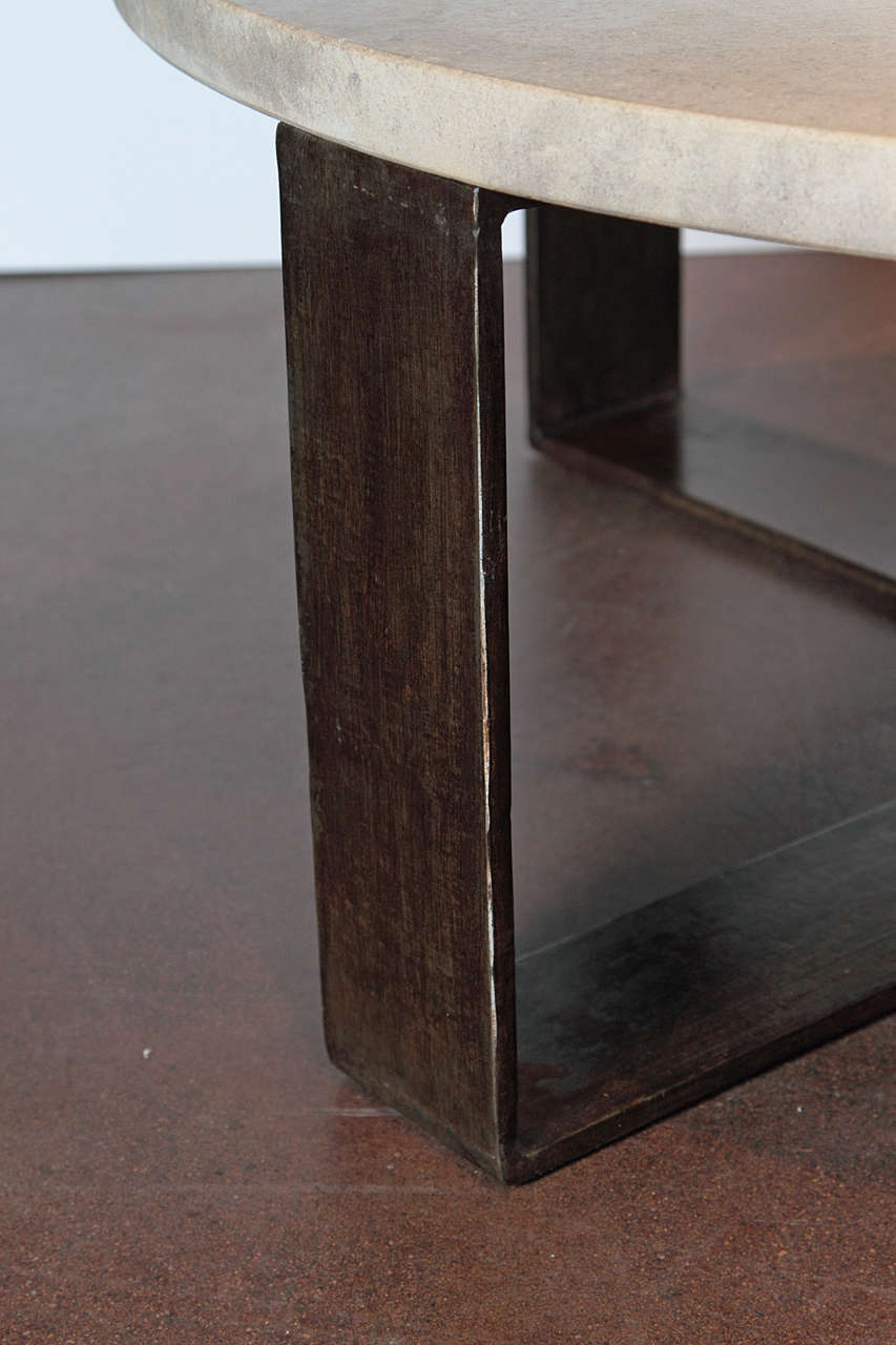 Modern Limestone Top with X-Base Steel Coffee Table