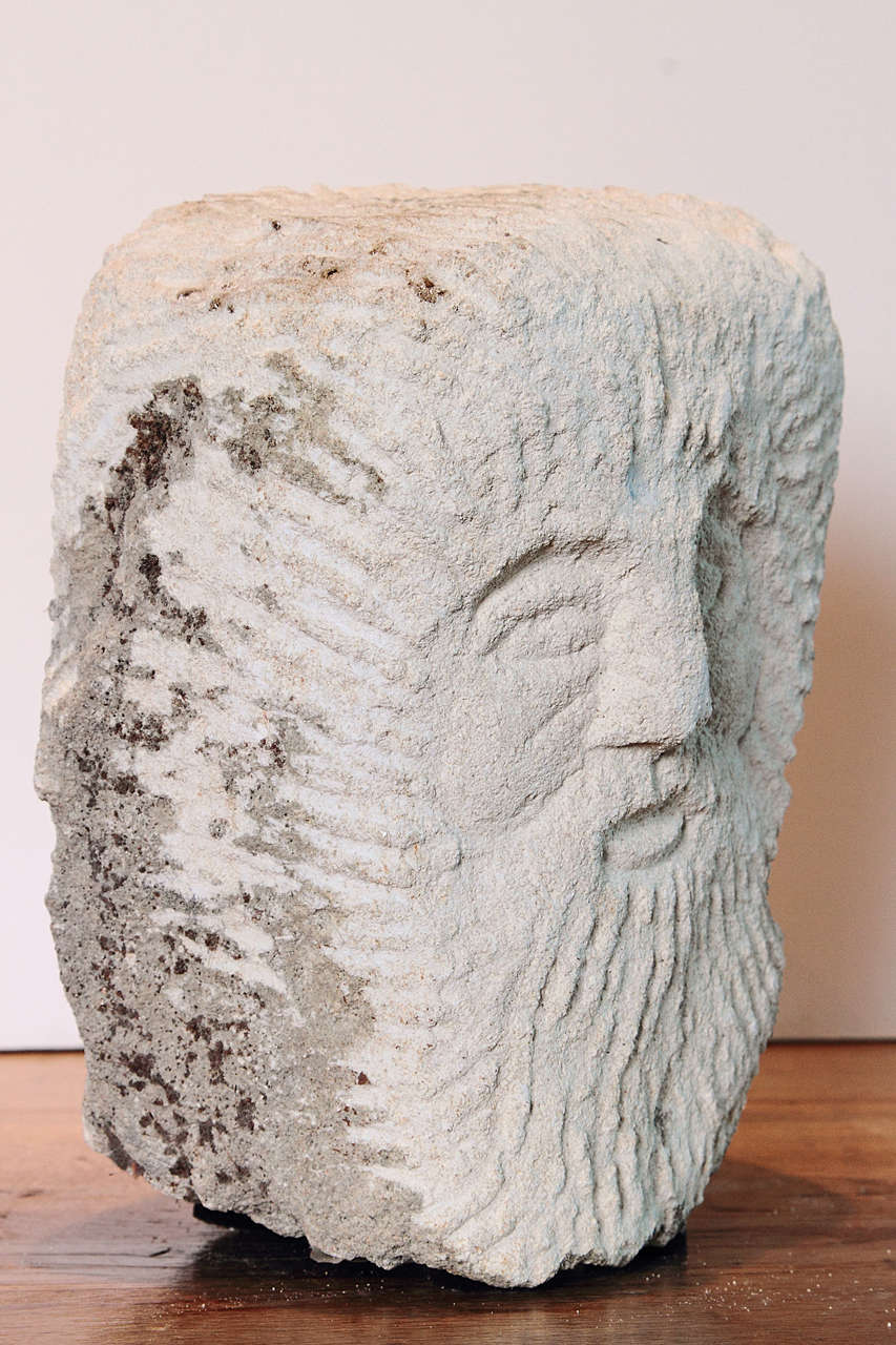 20th Century Hand-Carved Bust from Architectural Limestone Remnants 5