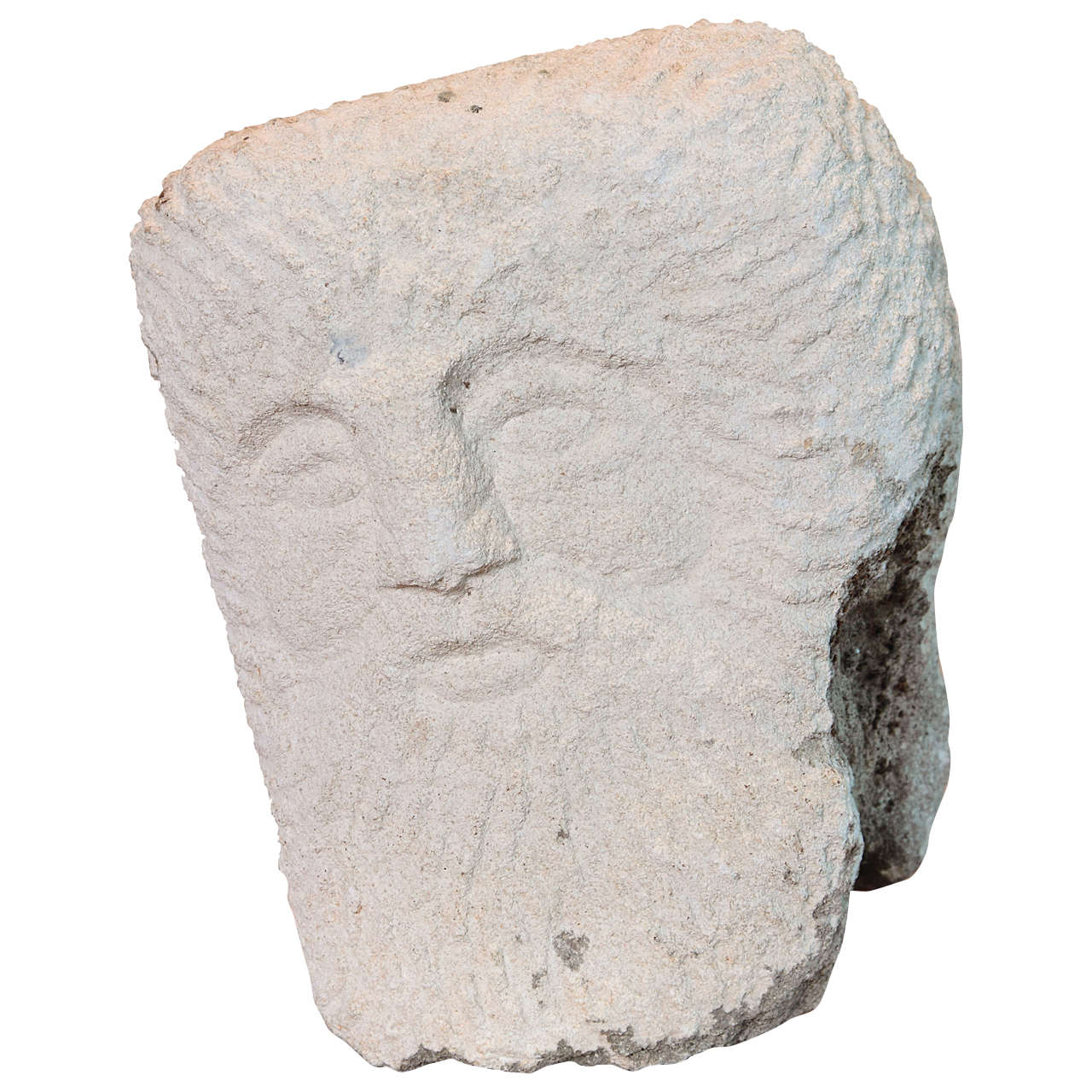 20th Century Hand-Carved Bust from Architectural Limestone Remnants