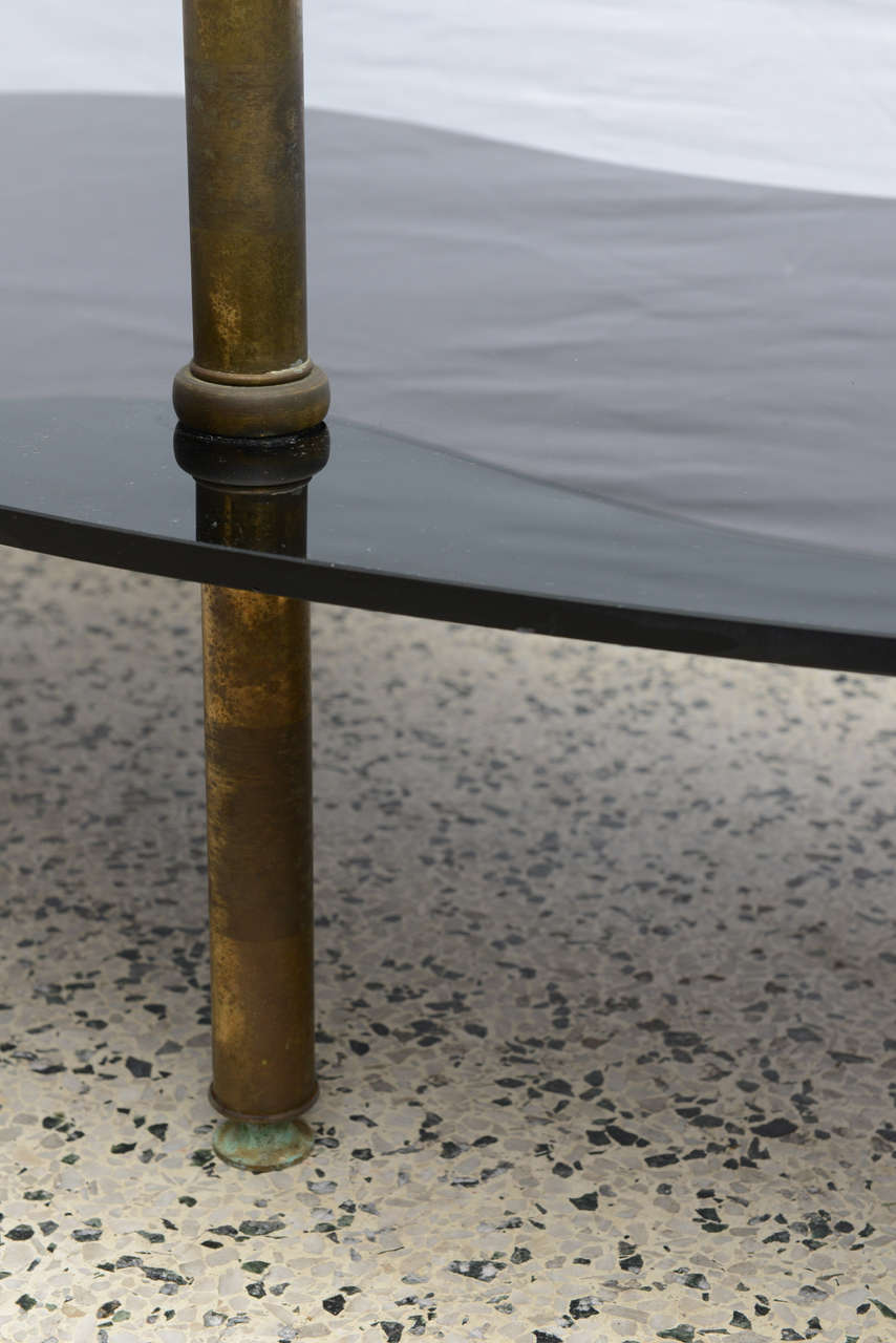 Italian Tiered Brass Glass Coffee Table, 1960s, Italy In Good Condition In Miami, FL