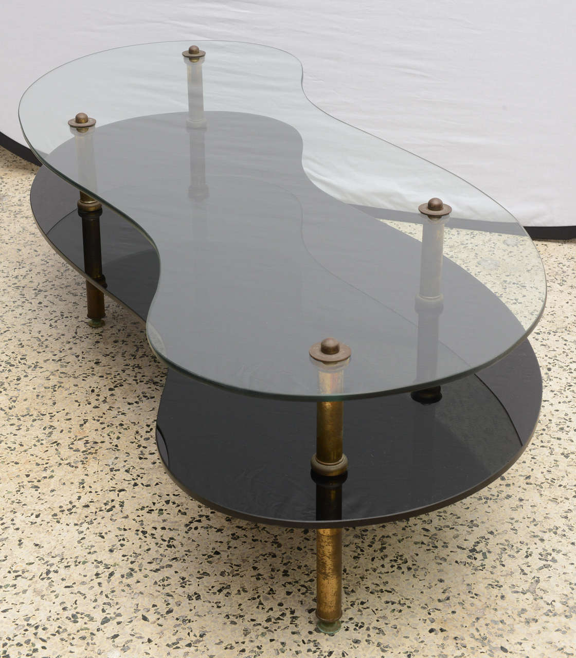 Italian Tiered Brass Glass Coffee Table, 1960s, Italy 1