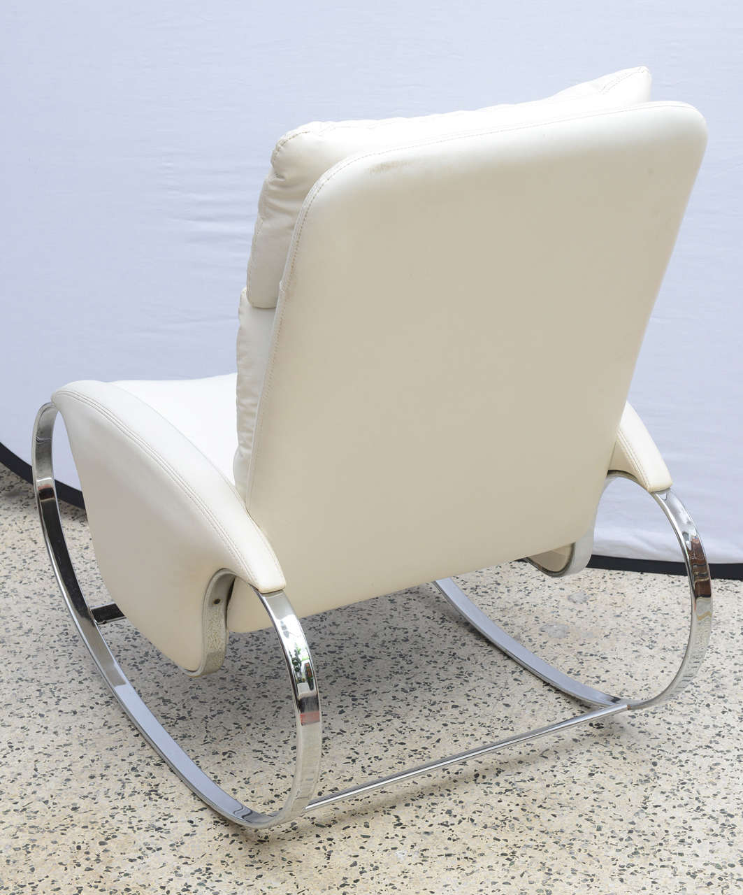 Mid-Century Modern Milo Baughman Style Chrome Rocking Chair, USA, 1970s For Sale