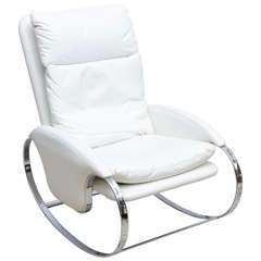 Milo Baughman Style Chrome Rocking Chair, USA, 1970s 9