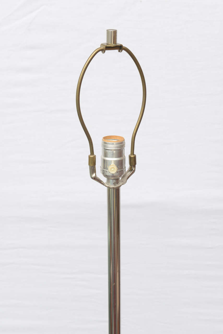 American Chrome floor lamp with smoke glass table by Laurel--USA 1960s