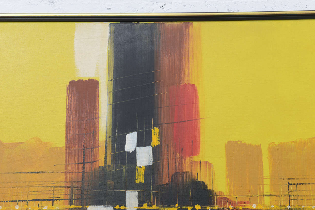 Wonderful MCM Acrylic Painting by C.A. Long1960s USA For Sale at