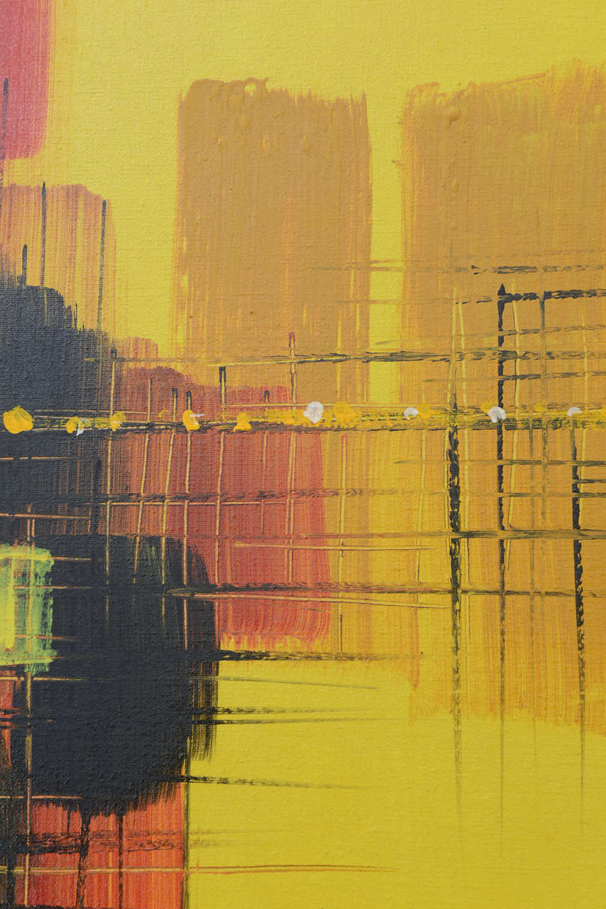 Wonderful MCM Acrylic Painting by C.A. Long1960s USA For Sale at