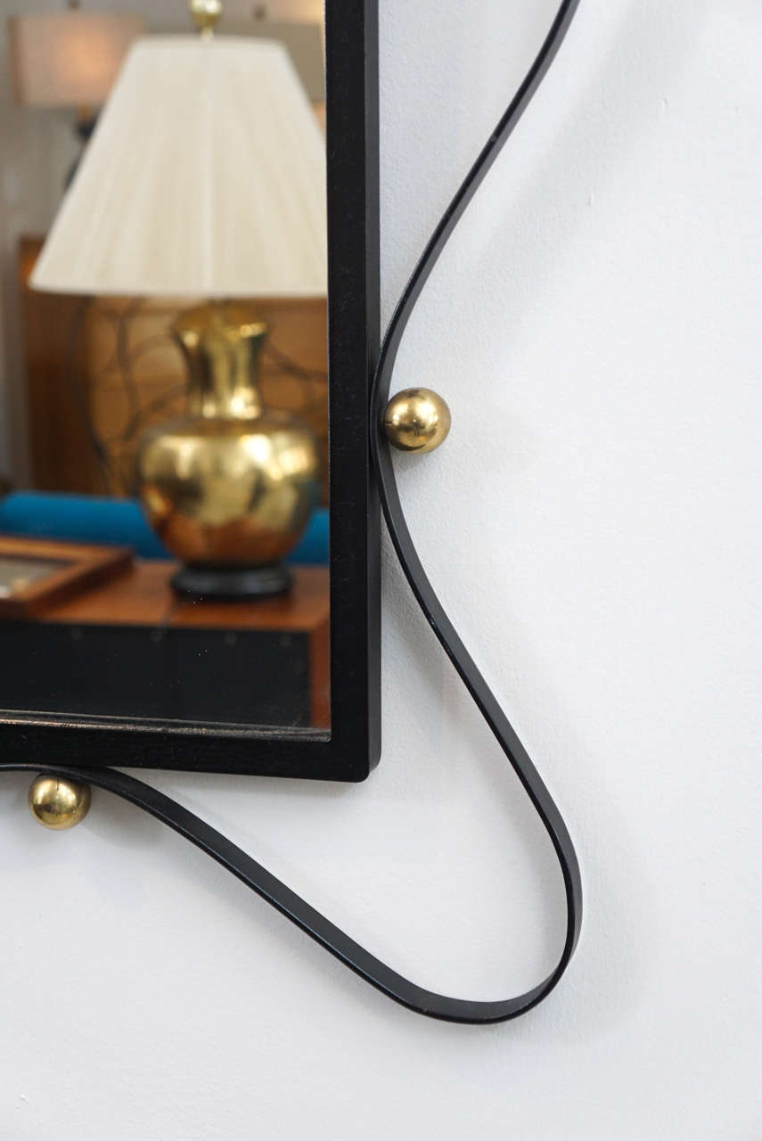 Mid-Century Modern Mid-Century Wrought Iron Mirror in the Style of Jean Royère